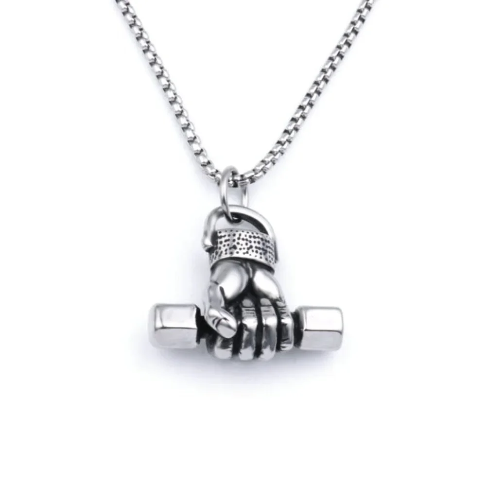 ❤️Fashion Retro Fitness Gym Dumbbell Pendant Necklace for women/menN9020P128